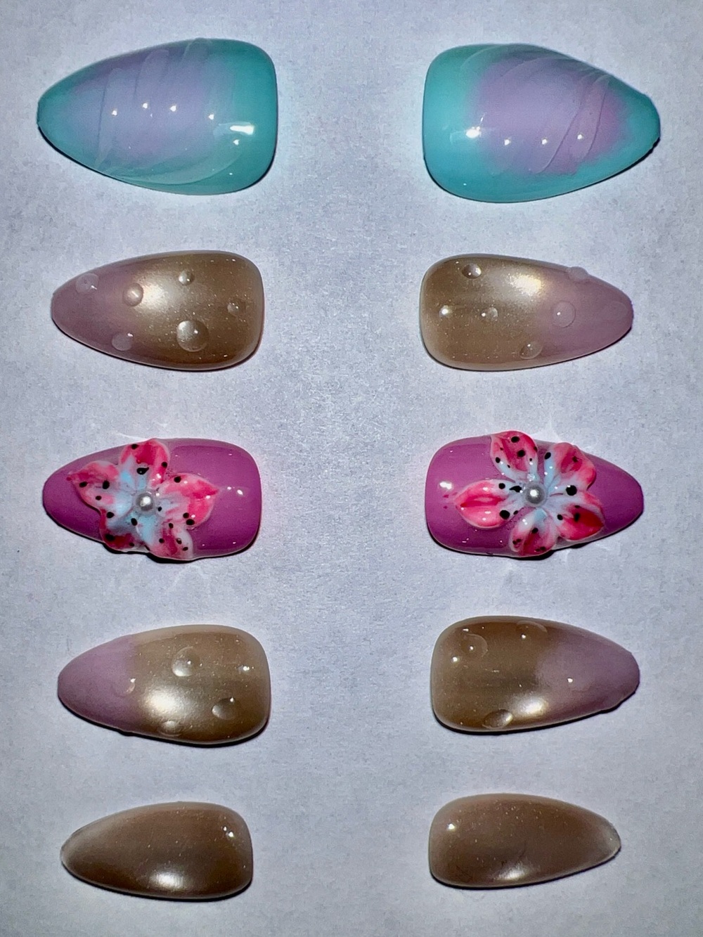 Look Beautiful Luxury custom made Floral reusable nails